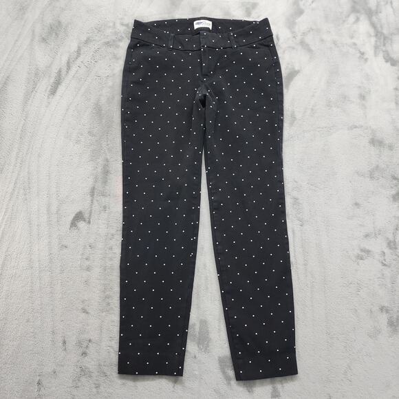 Old Navy Pant Womens 2 Black White Polka Dot Low Rise Pixie Skinny Ankle Stretch - Picture 1 of 9